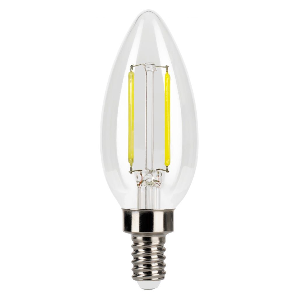 LED Filament Bullet B11 Bulb Candelabra (E12) Base 5000K 3.3W 300 Lumens (40W Equiv) Clear Dimmable T20 Gen-4 LED Filament Bullet B11 Bulb Candelabra (E12) Base 5000K 3.3W 300 Lumens (40W Equiv) Clear Dimmable T20 Gen-4