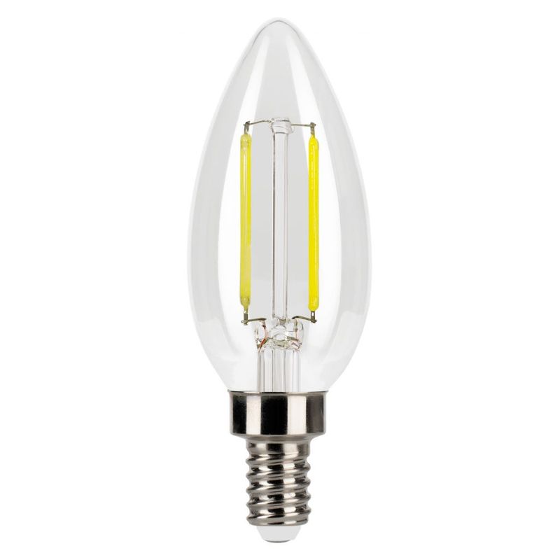 LED Filament Bullet B11 Bulb Candelabra (E12) Base 5000K 3.3W 300 Lumens (40W Equiv) Clear Dimmable T20 Gen-4