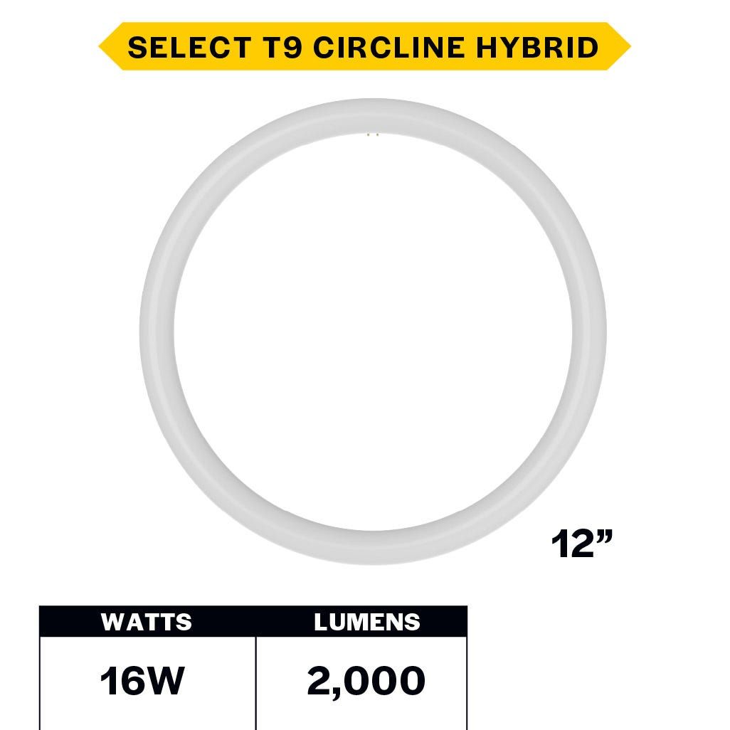 LED Circline 12in T9 16W Hybrid Type A/B 35K-40K-50K-65K CCT Selectable 2000 Lumens 35K Hrs G10q Base Non-Dimmable LED Circline 12in T9 16W Hybrid Type A/B 35K-40K-50K-65K CCT Selectable 2000 Lumens 35K Hrs G10q Base Non-Dimmable