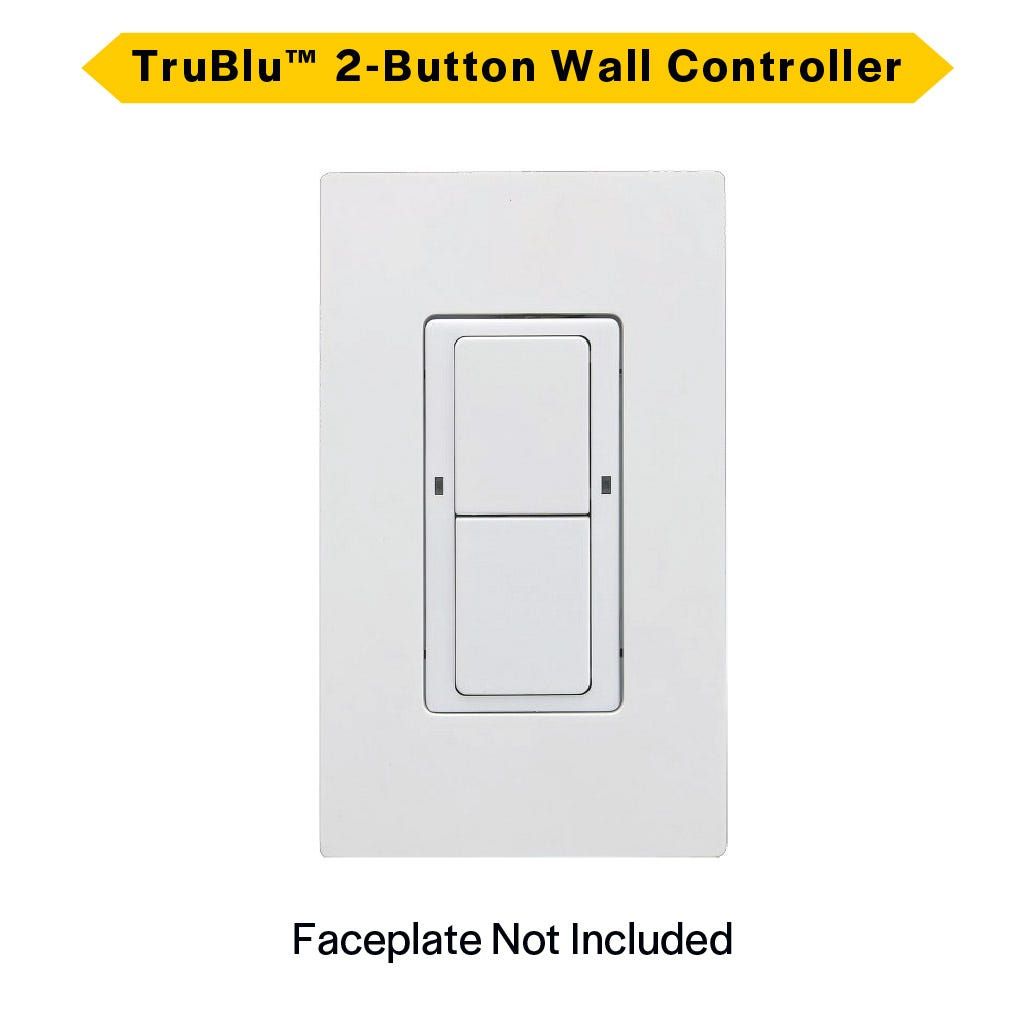 TruBlu SIG Mesh Wireless 2-Button Wall Controller 120V-277VAC White (decora faceplate not included)