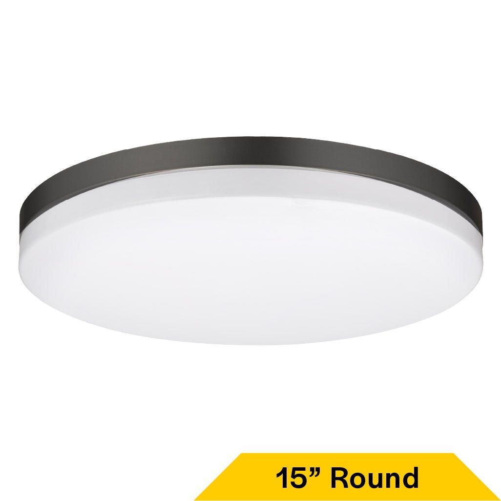 Flush Mount Black Trim Slim Drum 15 Flush Mount Black Trim Slim Drum 15" Selectable CCT 27/30/35/40/50K 25W 1900LM 120V TRIAC Dimming White Plastic Lens