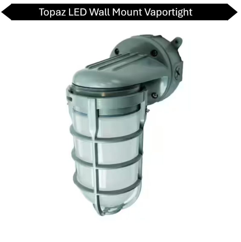 Topaz LED Vaportight Wall Mount Fixture 15W 850lm 4K 120V Gray Indoor/Outdoor Topaz LED Vaportight Wall Mount Fixture 15W 850lm 4K 120V Gray Indoor/Outdoor