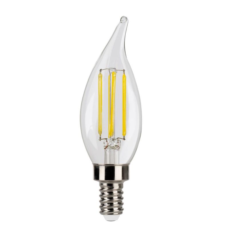 LED Filament Flame Tip CA11 Bulb Candelabra (E12) Base 3000K 5.5W 500 Lumens (60W Equiv) Clear Dimmable T20/T24 Gen-4