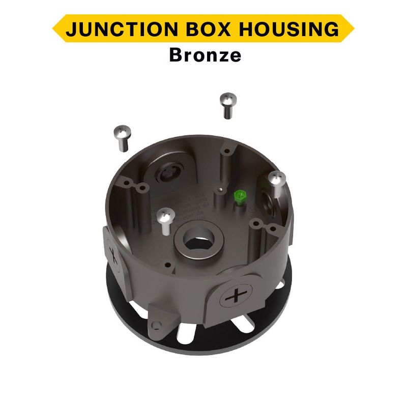 Junction Box Housing Bronze with EPDM Form 4 Plugs 4 Screws and 1 Grounding Screw for Wall or Ceiling Mounting MBUL Mini Bullet Flood