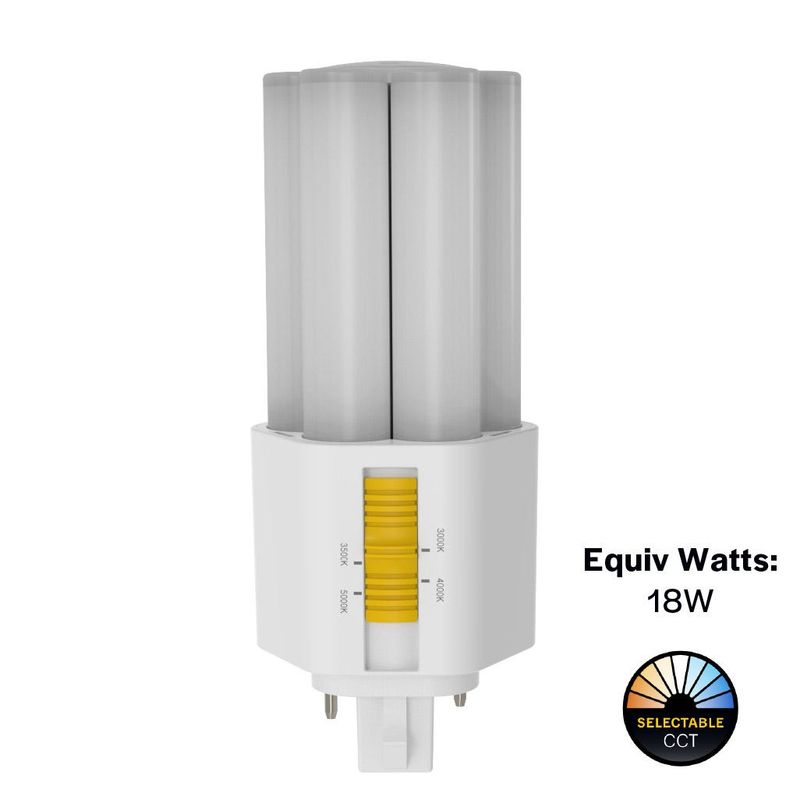 LED Triple Tube Omni-Directional Plug-In Lamp GX24D 2-Pin Base 3000K-3500K-4000K-5000K 7 Watt (18W Equivalent) Ballast Bypass Type B, Non-Dimmable LED Triple Tube Omni-Directional Plug-In Lamp GX24D 2-Pin Base 3000K-3500K-4000K-5000K 7 Watt (18W Equivalent) Ballast Bypass Type B, Non-Dimmable