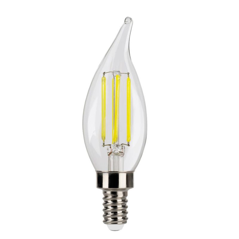 LED Filament Flame Tip CA11 Bulb Candelabra (E12) Base 5000K 5.5W 500 Lumens (60W Equiv) Clear Dimmable T20/T24 Gen-4