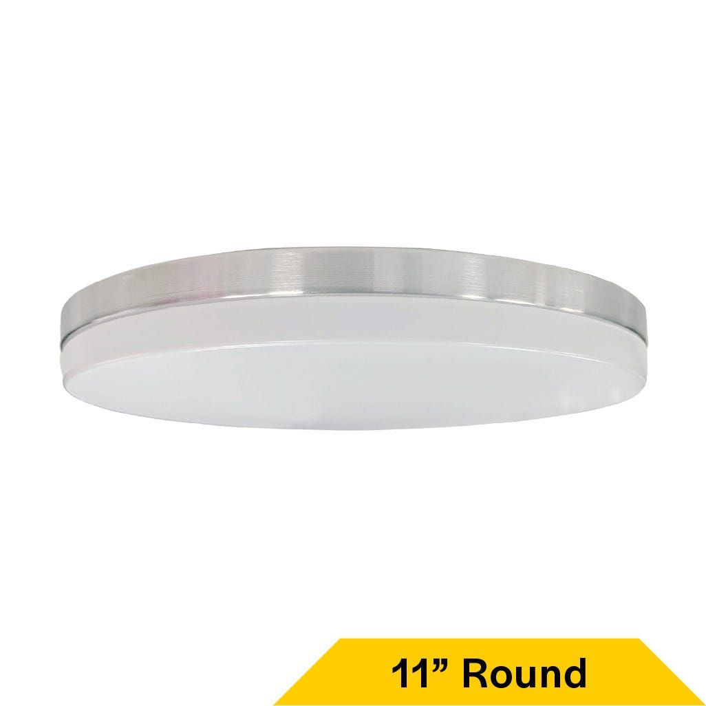 Flush Mount Brushed Nickel Trim Slim Drum 11 Flush Mount Brushed Nickel Trim Slim Drum 11" Selectable CCT 27/30/35/40/50K 15W 1250LM 120V TRIAC Dimming White Plastic Lens