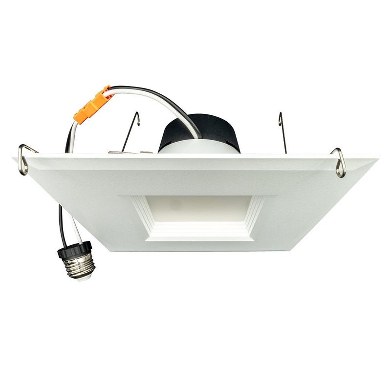 Topaz LED Performance Square Retrofit Downlight 6in 9W 5-Color Select Smooth Trim Polyamide Plastic 810lm Dim