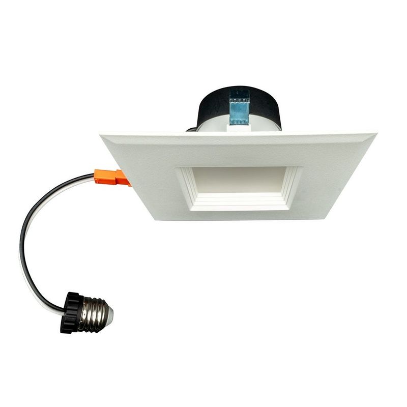 Topaz LED PerformanceSquare Retrofit Downlight 4in 6.5W 5-Color Select Smooth Trim Polyamide Plastic 585lm Dimmable