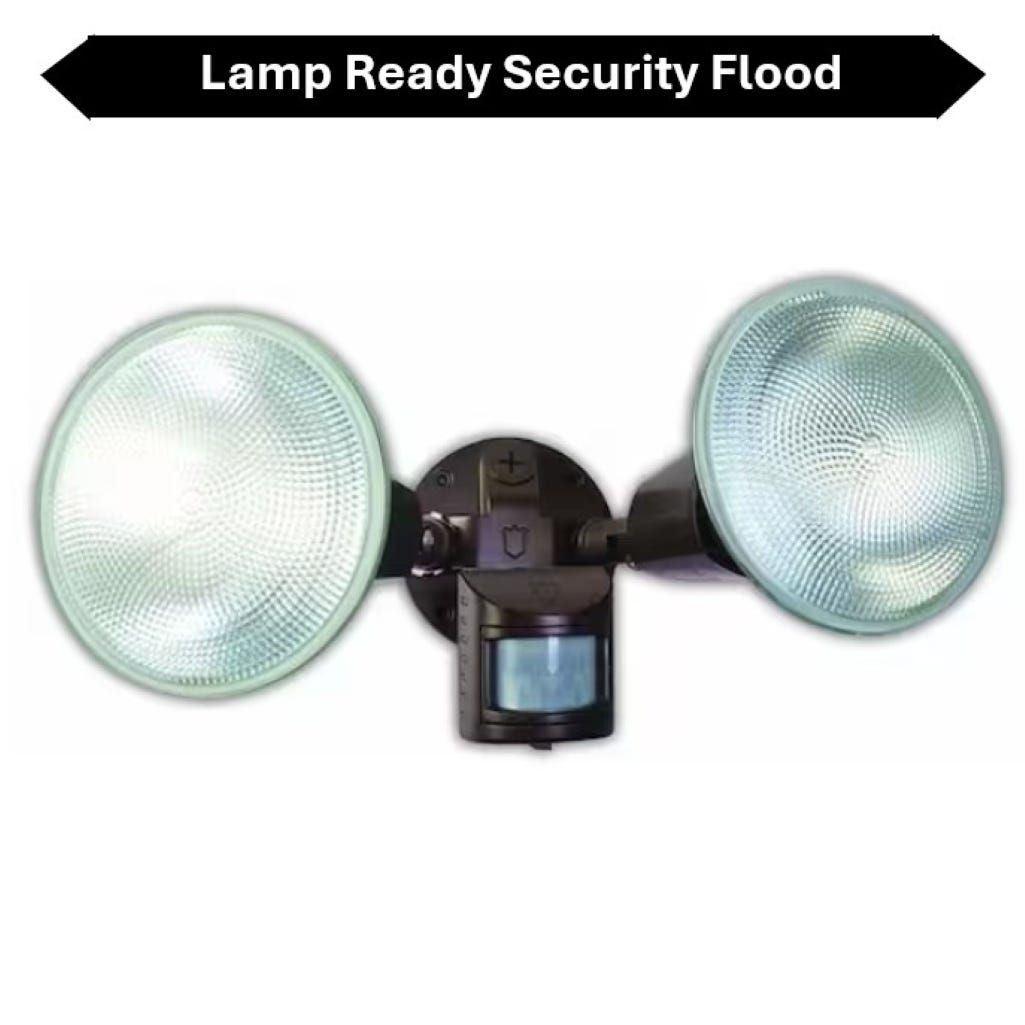 Topaz Lamp Ready 2-Head Security Flood Bronze wtih 110 Degree Motion Sensor use with PAR (LED or Incandescent)