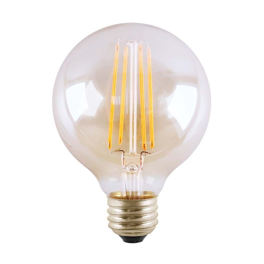 LED Globe (G25) Filament Bulb Clear Medium (E26) Base 120V 500 Lumen 15000 hours 82 CRI Dimmable LED Globe (G25) Filament Bulb Clear Medium (E26) Base 120V 500 Lumen 15000 hours 82 CRI Dimmable