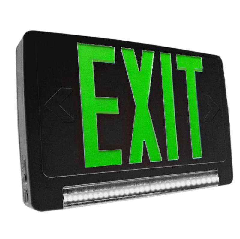 LightBar Exit & Emergency Combo, Green Legend, Black Housing, Self-Test & Diagnostics, Remote Capacity, Single/Double Face LightBar Exit & Emergency Combo, Green Legend, Black Housing, Self-Test & Diagnostics, Remote Capacity, Single/Double Face
