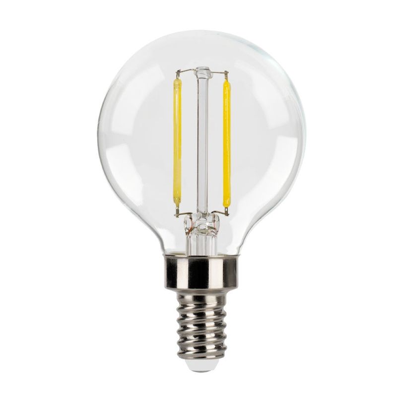LED Filament Globe G16.5 Bulb Candelabra (E12) Base 3000K 2.7W 250 Lumens (25W Equiv) Clear Dimmable T20 Gen-4