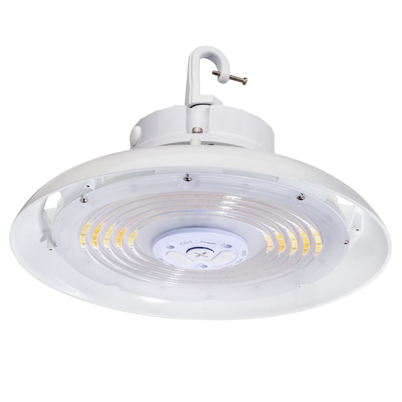 Topaz Round White Highbay Power & Color Select 100-120-150W 4-5K to 22,900lm 120-277V 90Deg Beam Angle Topaz Round White Highbay Power & Color Select 100-120-150W 4-5K to 22,900lm 120-277V 90Deg Beam Angle