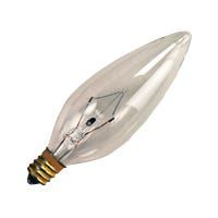 Incandescent Decorative Clear Torpedo B8 Bulb Candelabra Base 15W C-7A/3 Filament Dimmable