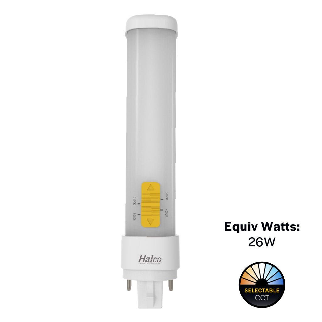 LED Double Tube Horizontal Plug-In Lamp G24Q 4-Pin Base 3000K-3500K-4000K-5000K 9.5 Watt (26W Equivalent) Ballast Compatable Type A, Dimmable
