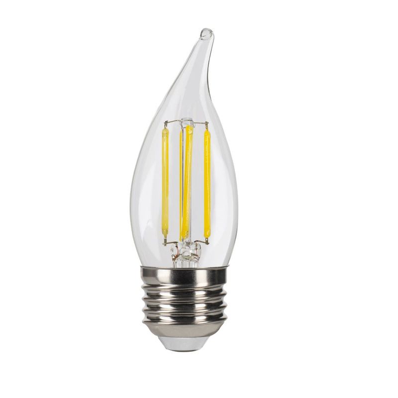 LED Filament Flame Tip CA11 Bulb Medium (E26) Base 3000K 3-Way Dim T20 2.2W, 3.3W, 5.5W 200/300/500 Lumens (60W Equiv) Clear Gen-4