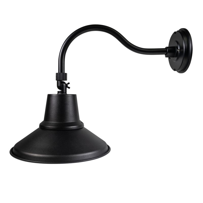 Topaz Outdoor LED Gooseneck Full-Cutoff Wall Mounted Light Matte Black Power & CCT Select 15-20-25W 27-50K), Photocell On/Off Mount Height to 15ft Dimmable 3294lm Topaz Outdoor LED Gooseneck Full-Cutoff Wall Mounted Light Matte Black Power & CCT Select 15-20-25W 27-50K), Photocell On/Off Mount Height to 15ft Dimmable 3294lm