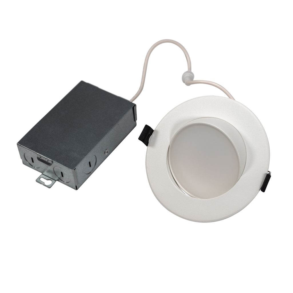 Topaz 4in Canless Adjustable Gimbal Recessed Downlight 12W 1000lm 5-CCT Select 120V 75W-Equiv