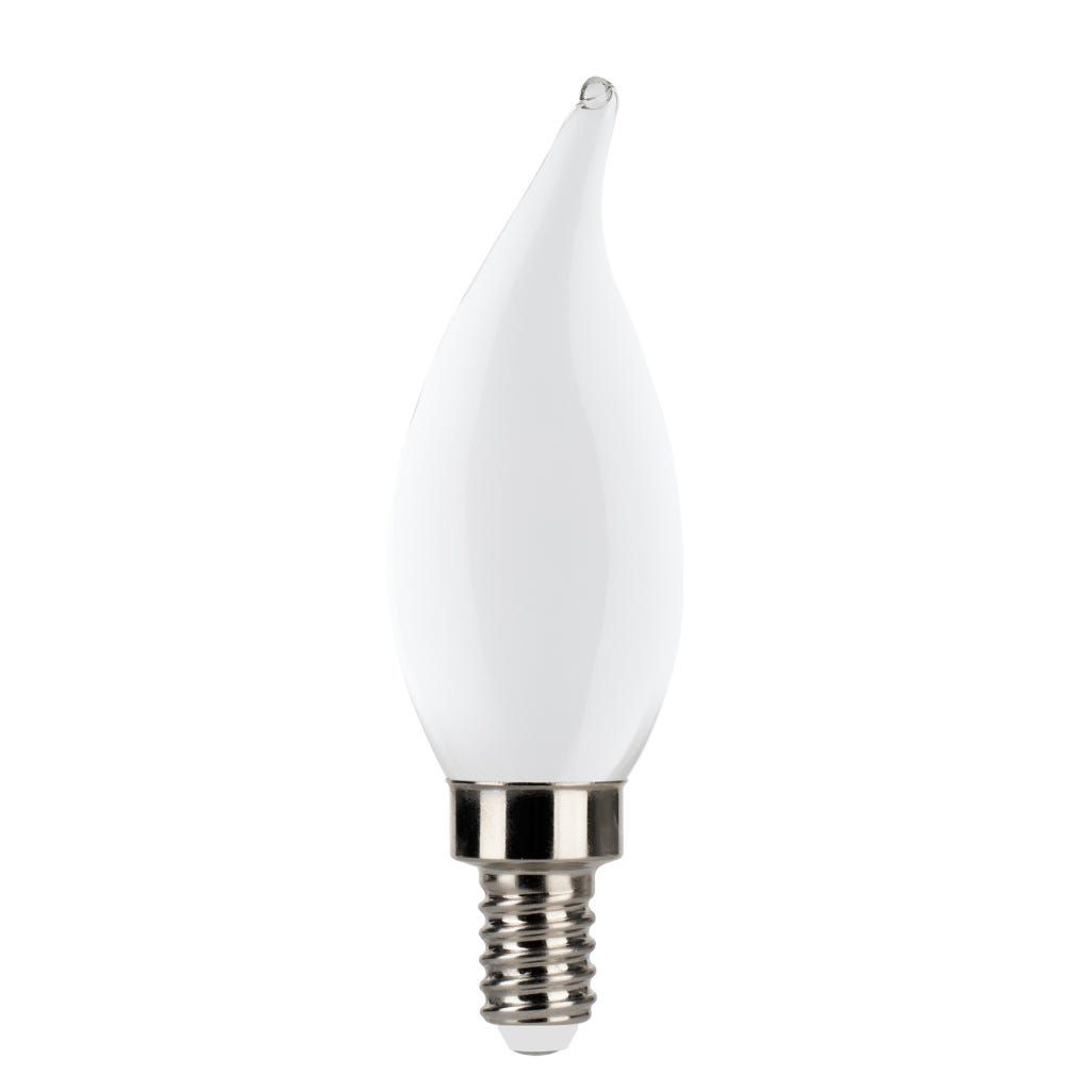 LED Filament Flame Tip CA11 Bulb Candelabra (E12) Base 2700K 3-Step Built In Dimming 80/300/500Lum (1.5/3/5W) (60W Equiv) Frosted T20 Gen-4
