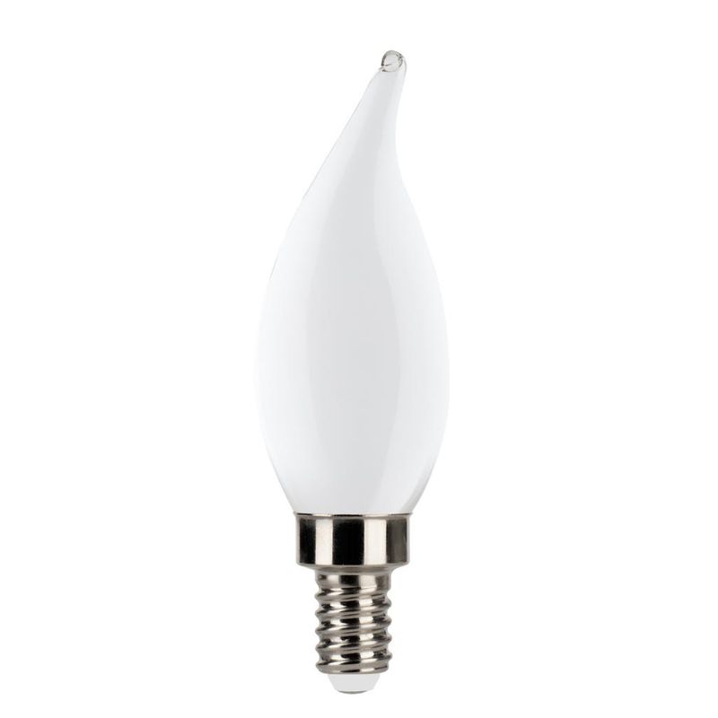 LED Filament Flame Tip CA11 Bulb Candelabra (E12) Base 2700K 3-Step Built In Dimming 80/300/500Lum (1.5/3/5W) (60W Equiv) Frosted T20 Gen-4