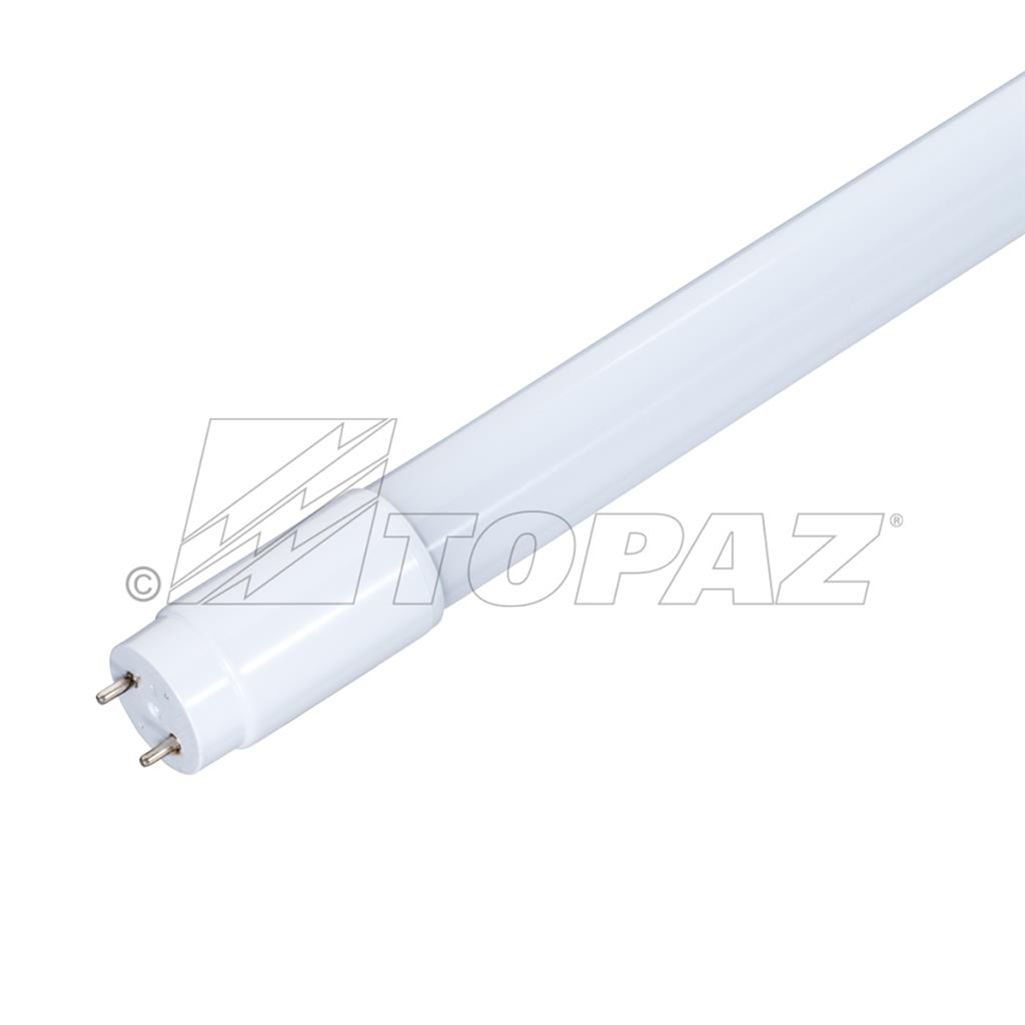 Topaz LED T8 Hybrid Linear Tube 48in 12.5W 4000K Type A-B 120-277V 1800 Lumens 50000 hours Medium Bi-Pin (G13) Base Frosted Glass PET Coated 80 CRI Topaz LED T8 Hybrid Linear Tube 48in 12.5W 4000K Type A-B 120-277V 1800 Lumens 50000 hours Medium Bi-Pin (G13) Base Frosted Glass PET Coated 80 CRI