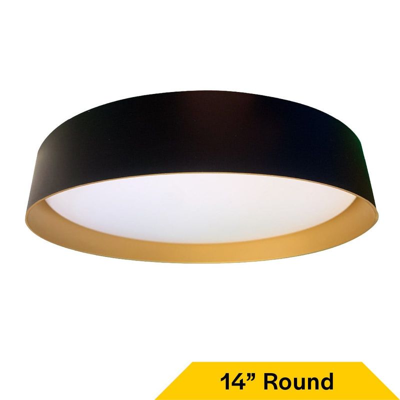 Flush Mount Anti-Glare Thick Black Ring with Gold Inner Reflector 14 Flush Mount Anti-Glare Thick Black Ring with Gold Inner Reflector 14" Selectable CCT 27/30/35/40/50K 21W 1400LM 120V TRIAC Dimming Plastic Lens