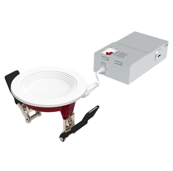 LED Fire Rated 3in Slim Downlight Color Selectable 6.5W 555 Lumen Textured Baffle Trim 120V Triac Dimmable T24