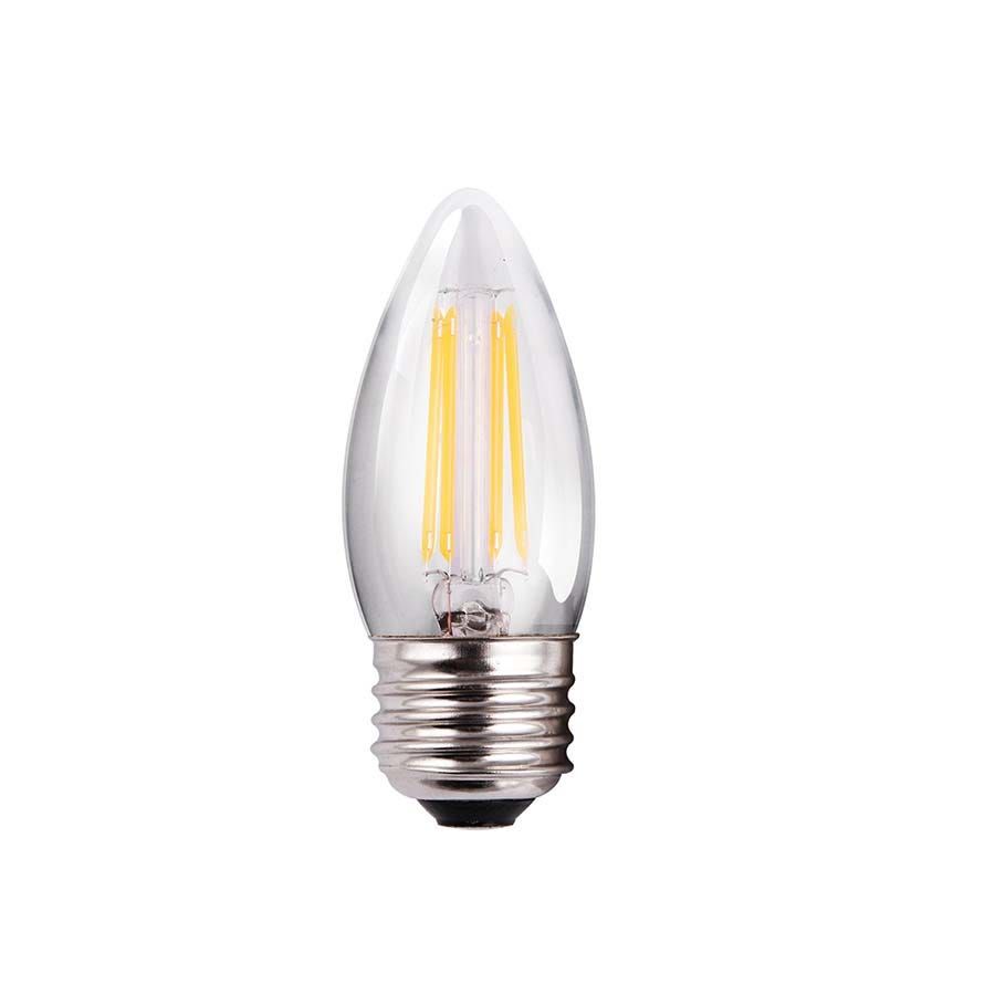 LED Bullet (B11) Filament Bulb Clear Medium (E26) Base 120V 300 Lumen 15000 hours 82 CRI Dimmable LED Bullet (B11) Filament Bulb Clear Medium (E26) Base 120V 300 Lumen 15000 hours 82 CRI Dimmable