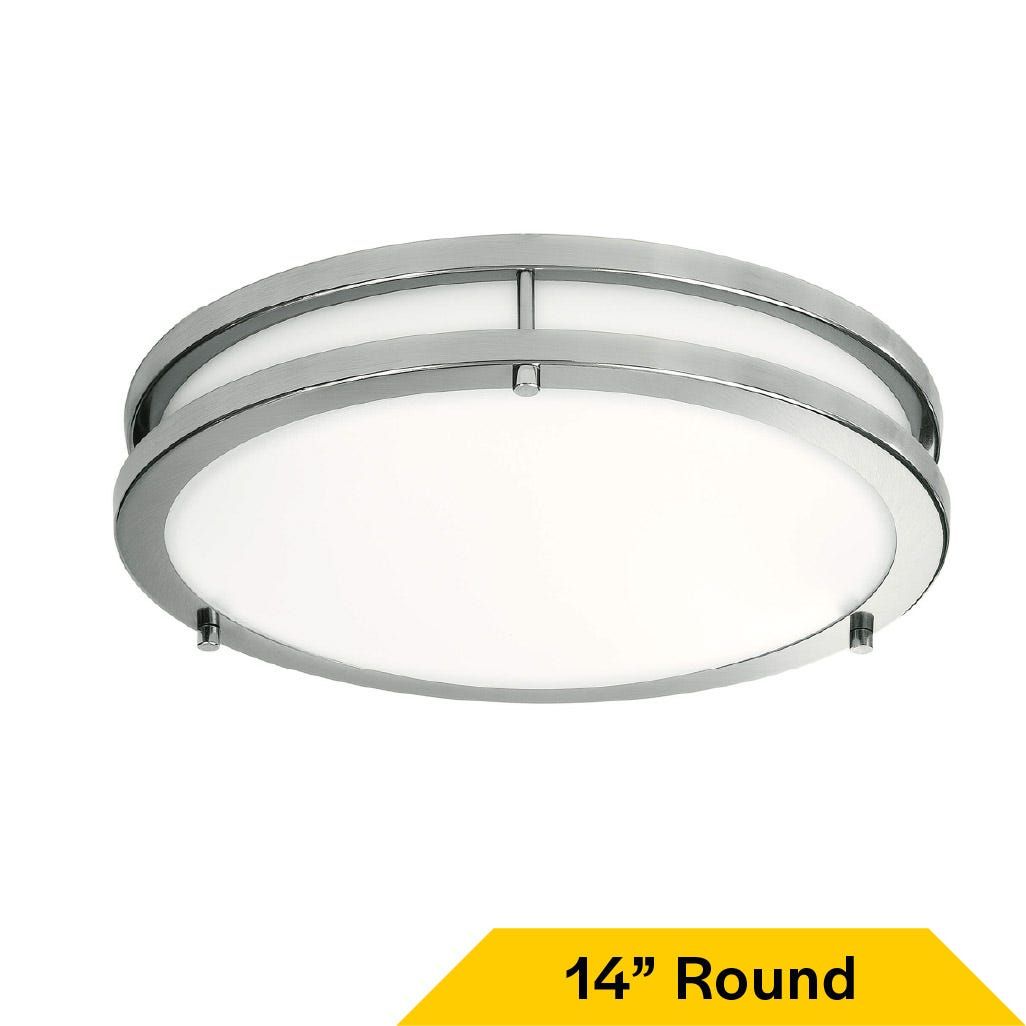 Flush Mount Brushed Nickel Double Ring 14" Selectable CCT 27/30/35/40/50K 21W 1700LM 120V TRIAC Dimming Plastic Lens