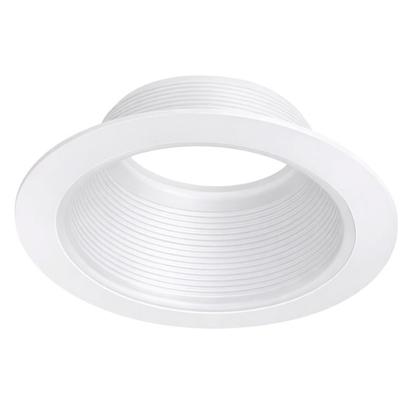 Topaz 6in Can Trim White Baffle Reflector with White Trim Ring to accomdate BR/R40 Lamps or LED Equiv Topaz 6in Can Trim White Baffle Reflector with White Trim Ring to accomdate BR/R40 Lamps or LED Equiv