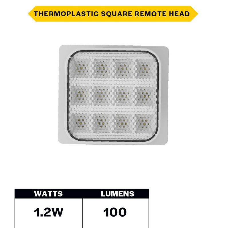 Emergence LED Single Remote Head Square Indoor White, 1.2W, 3.6-15VDC Input