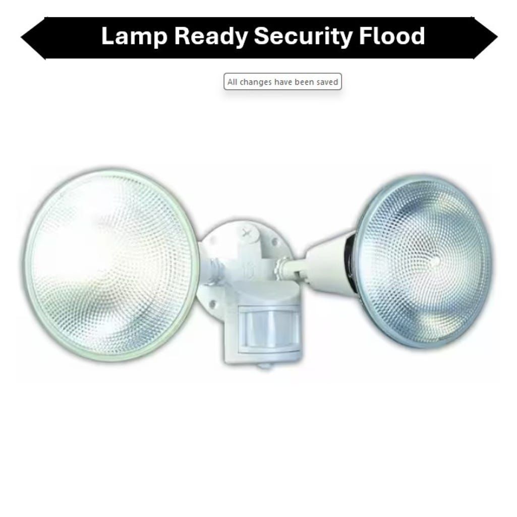 Topaz Lamp Ready 2-Head Security Flood White wtih 110 Degree Motion Sensor use with PAR (LED or Incandescent)