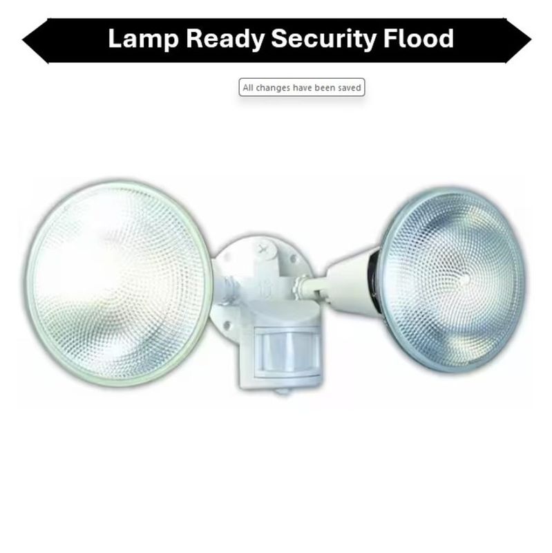 Topaz Lamp Ready 2-Head Security Flood White wtih 110 Degree Motion Sensor use with PAR (LED or Incandescent)