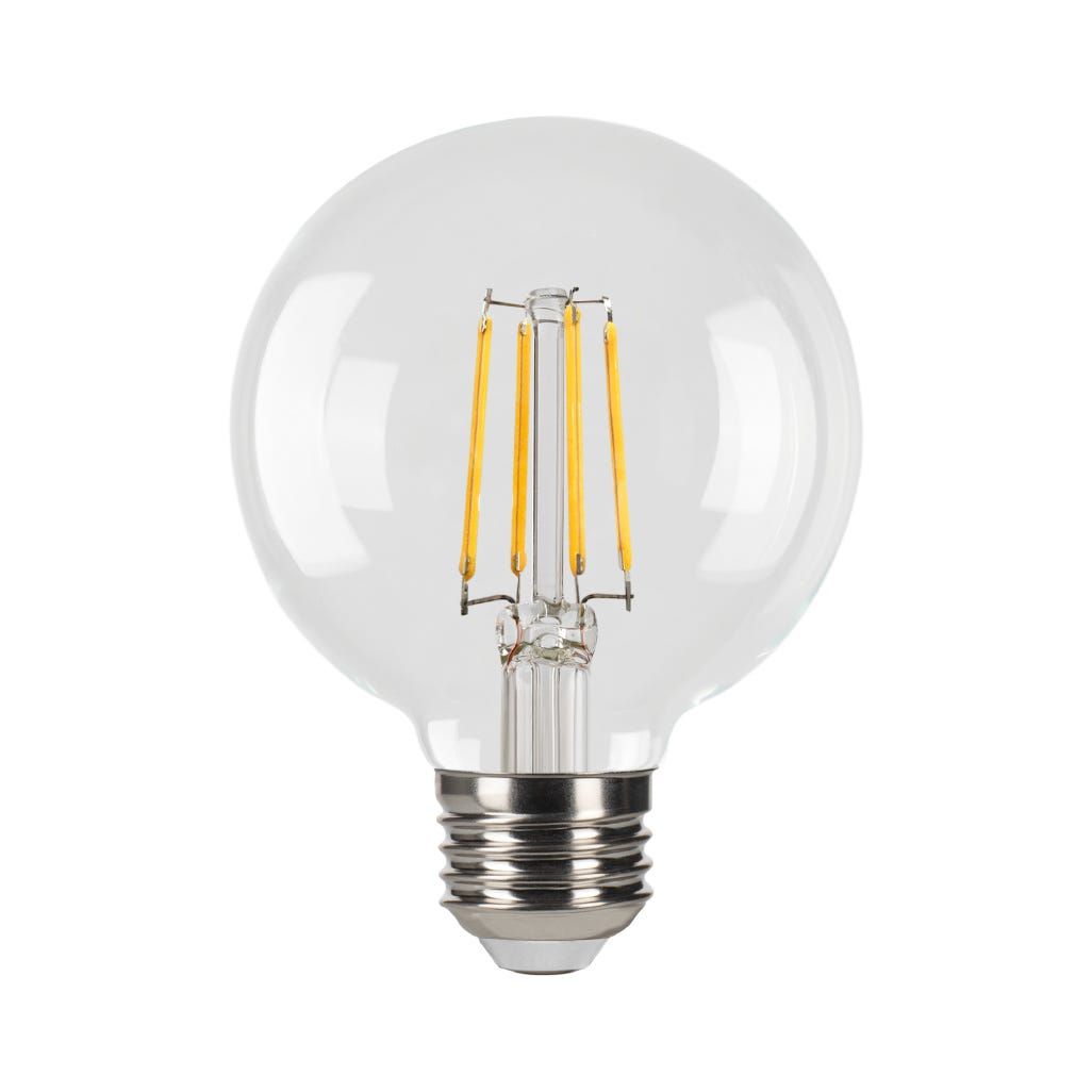 LED Filament Globe G25 Bulb Medium (E26) Base 2700K 5W 500 Lumens (60W Equiv) Clear Dimmable T20 Gen-4 LED Filament Globe G25 Bulb Medium (E26) Base 2700K 5W 500 Lumens (60W Equiv) Clear Dimmable T20 Gen-4