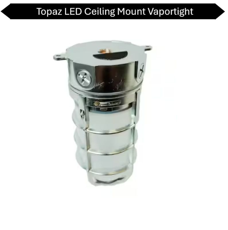 Topaz LED Vaportight Ceiling Mount Fixture 15W 850lm 4K 120V Brushed Steel Indoor/Outdoor Topaz LED Vaportight Ceiling Mount Fixture 15W 850lm 4K 120V Brushed Steel Indoor/Outdoor