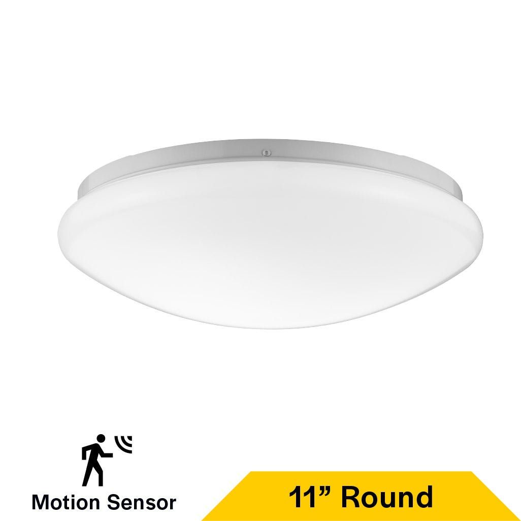 Flush Mount White Mushroom 11" Selectable CCT 27/30/35/40/50K 15W 1250LM 120V TRIAC Dimming Plastic Lens with Microwave Motion Sensor