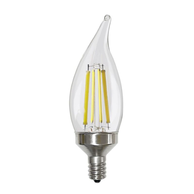 LED Filament Flame Tip CA11 Bulb Candelabra (E12) Base 5000K 8.8W 800 Lumens (75W Equiv) Clear Dimmable T20 Gen-4