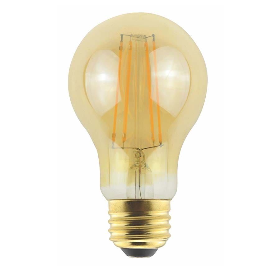 LED A-Shape (A19) Filament Bulb Amber Medium (E26) Base 120V 340 Lumen 15000 hours 82 CRI Dimmable LED A-Shape (A19) Filament Bulb Amber Medium (E26) Base 120V 340 Lumen 15000 hours 82 CRI Dimmable