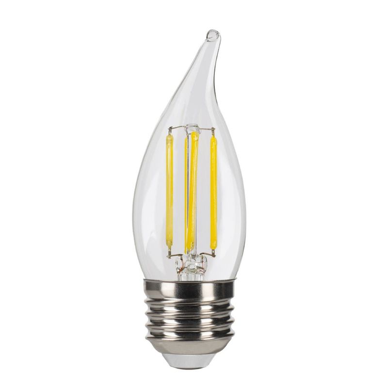 LED Filament Flame Tip CA11 Bulb Medium (E26) Base 3000K 3-Step Built In Dimming 80/300/500Lum (1.5/3/5W) (60W Equiv) Clear T20 Gen-4