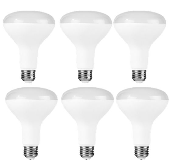 LED BR30 Flood 6-Pack 8W 3000K Dimmable 80+ CRI 650 Lumen White Housing (Essential Series)