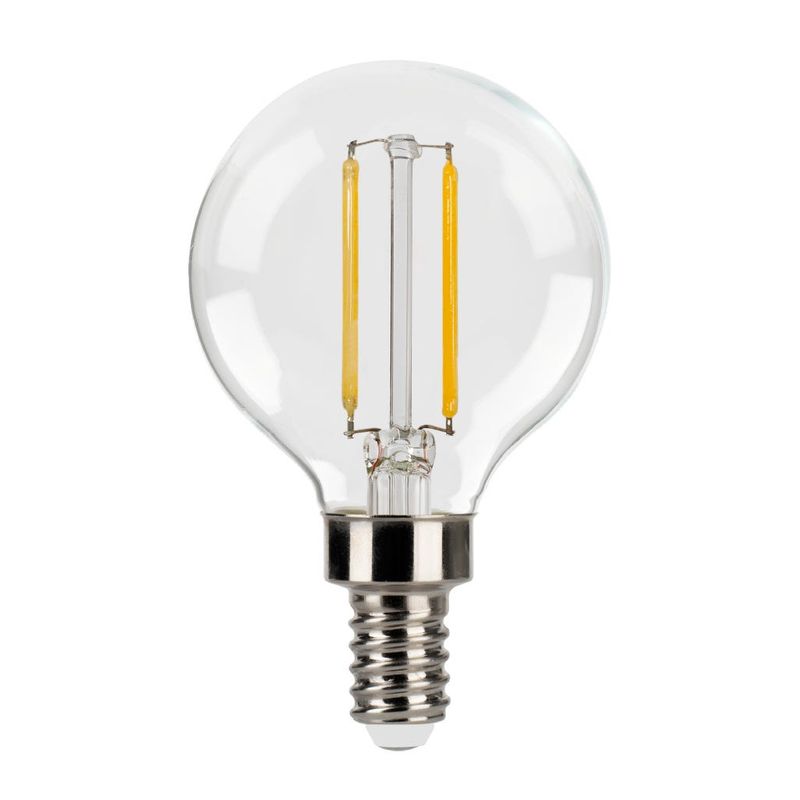 LED Filament Globe G16.5 Bulb Candelabra (E12) Base 2700K 2.7W 250 Lumens (25W Equiv) Clear Dimmable T20 Gen-4