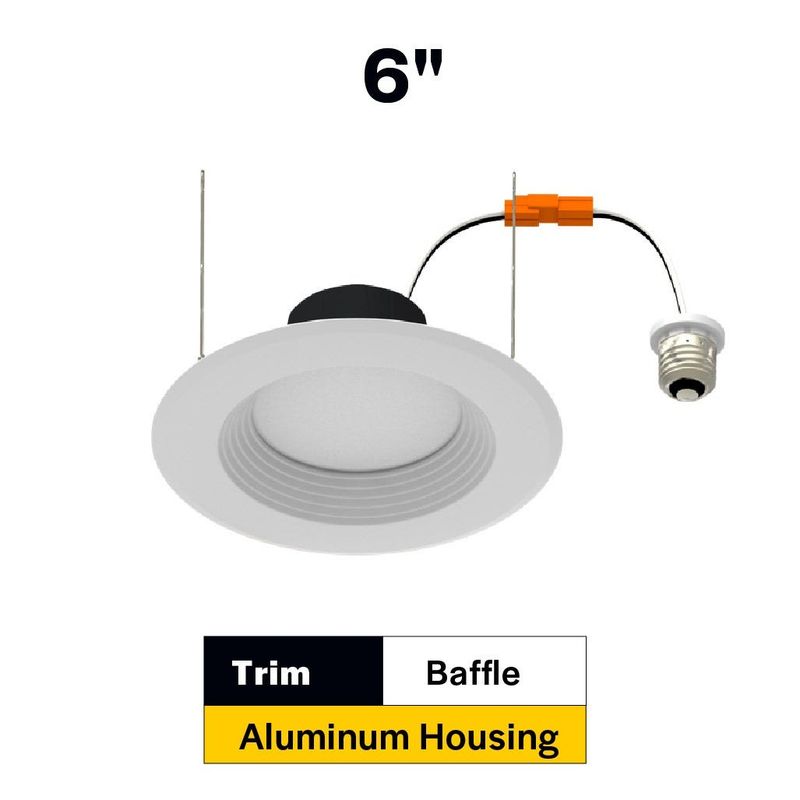 ProLED Select Retrofit Downlight 6in 10.5W Color Selectable 900 lumen Dimmable Baffle Trim