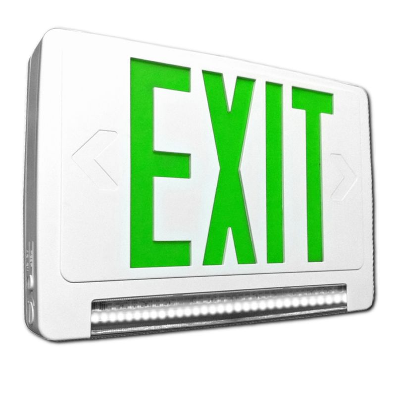 LightBar Exit & Emergency Combo, Green Legend, White Housing, Self-Test & Diagnostics, Remote Capacity, Single/Double Face LightBar Exit & Emergency Combo, Green Legend, White Housing, Self-Test & Diagnostics, Remote Capacity, Single/Double Face