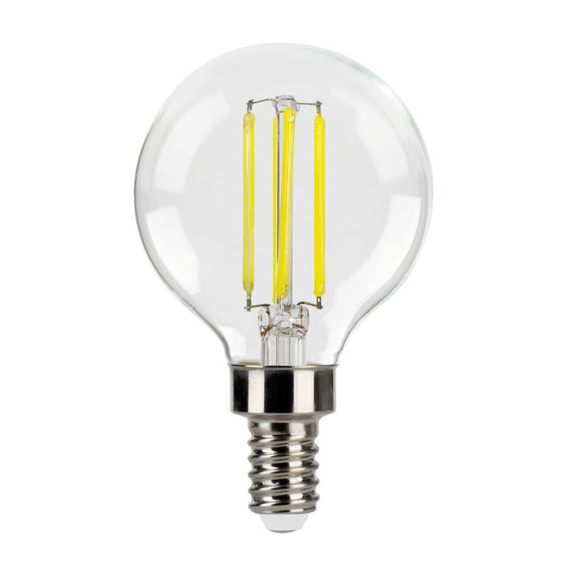 LED Filament Globe G16.5 Bulb Candelabra (E12) Base 5000K 5.5W 500 Lumens (60W Equiv) Clear Dimmable T20/T24 Gen-4