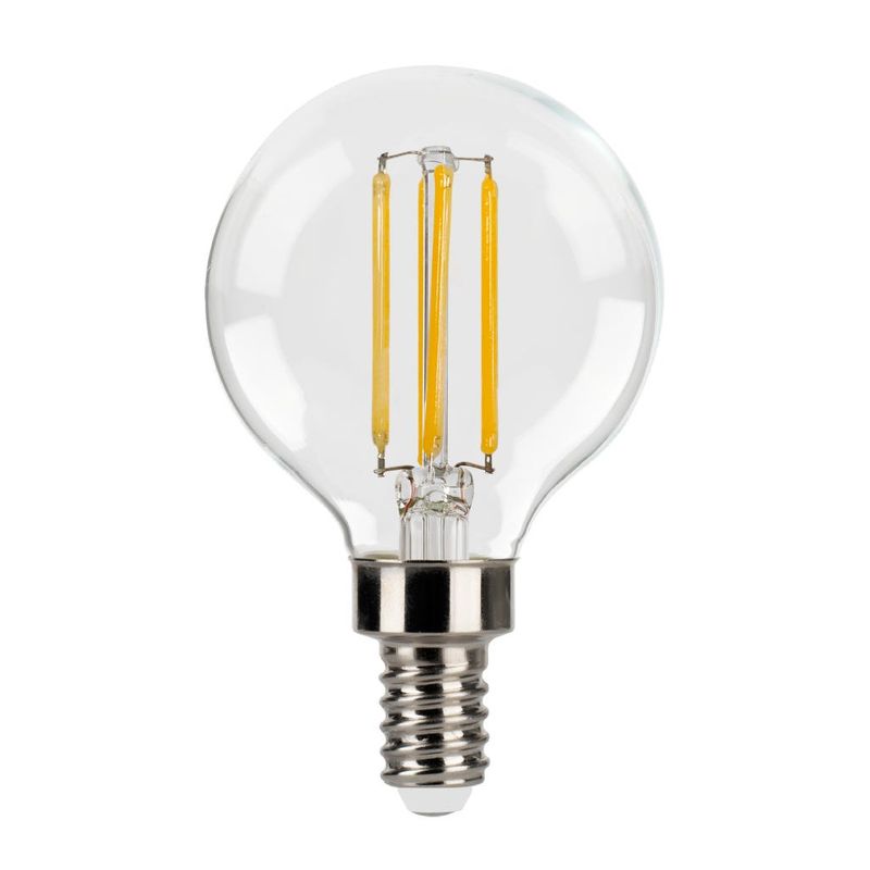 LED Filament Globe G16.5 Bulb Candelabra (E12) Base 2700K 3.8W 350 Lumens (40W Equiv) Clear Dimmable T20/T24 Gen-4