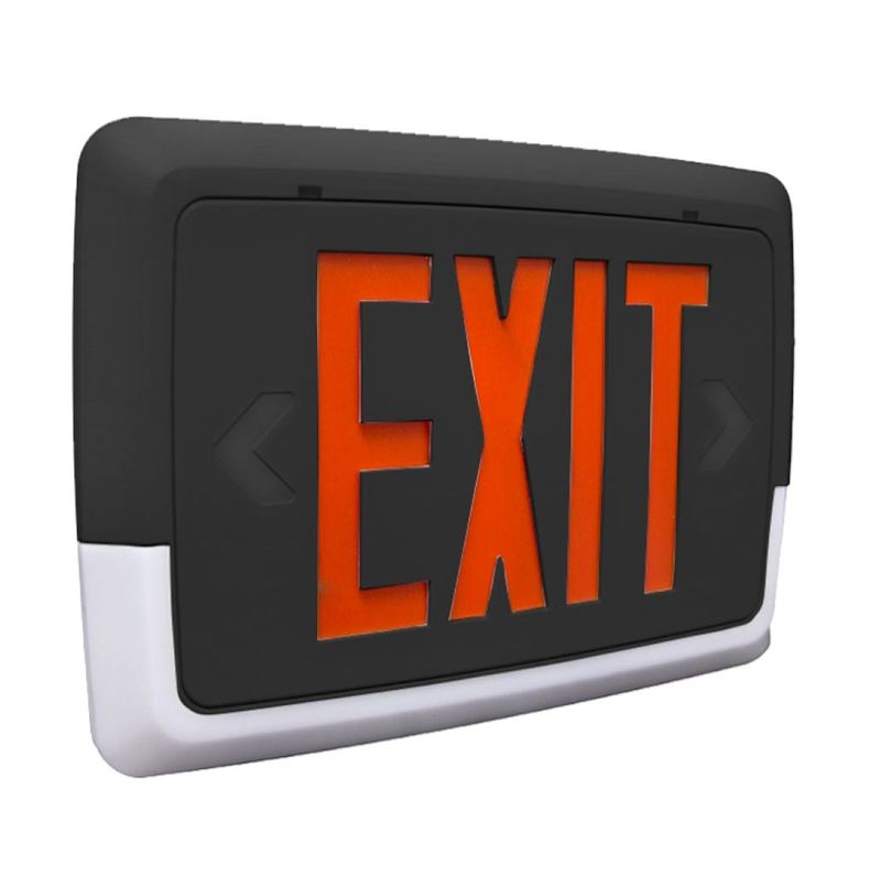 Low Profile Exit & Emergency Combo, Single Face, Red Legend, Black Housing, Designed for Low Level Wall Mounting (2-6FT) Low Profile Exit & Emergency Combo, Single Face, Red Legend, Black Housing, Designed for Low Level Wall Mounting (2-6FT)