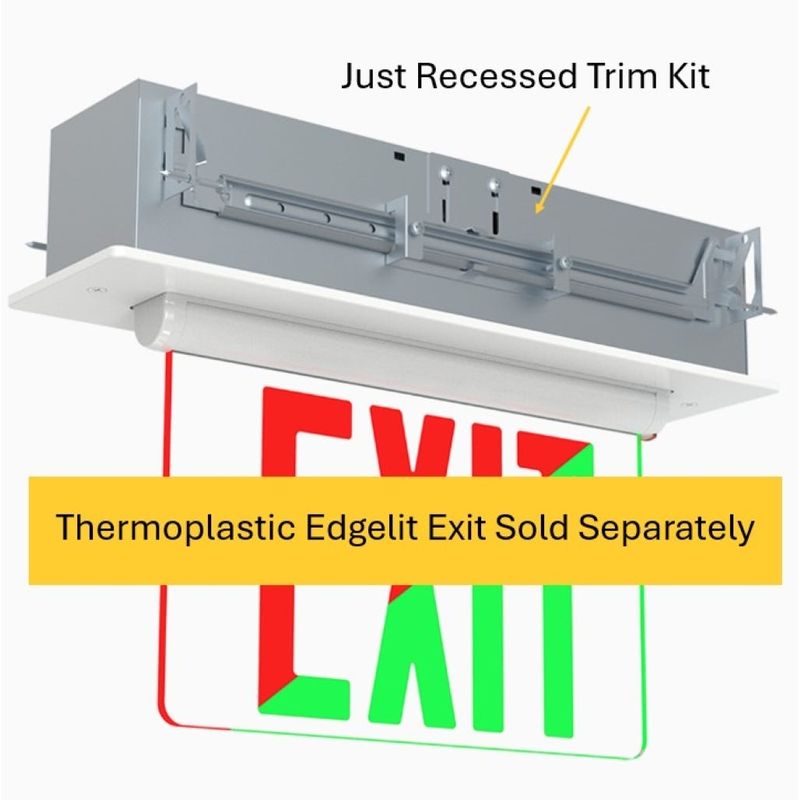 Edgelit Exit Recessed Mount Trim Kit for Ceiling or Wall With Bar Hangers and Plastic Trim Plate (for use with 97137)