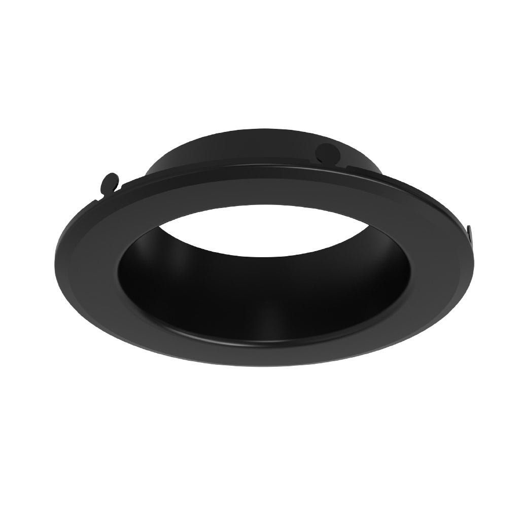 4in Commercial Downlight Reflector Insert, Black Reflector, Black Flange