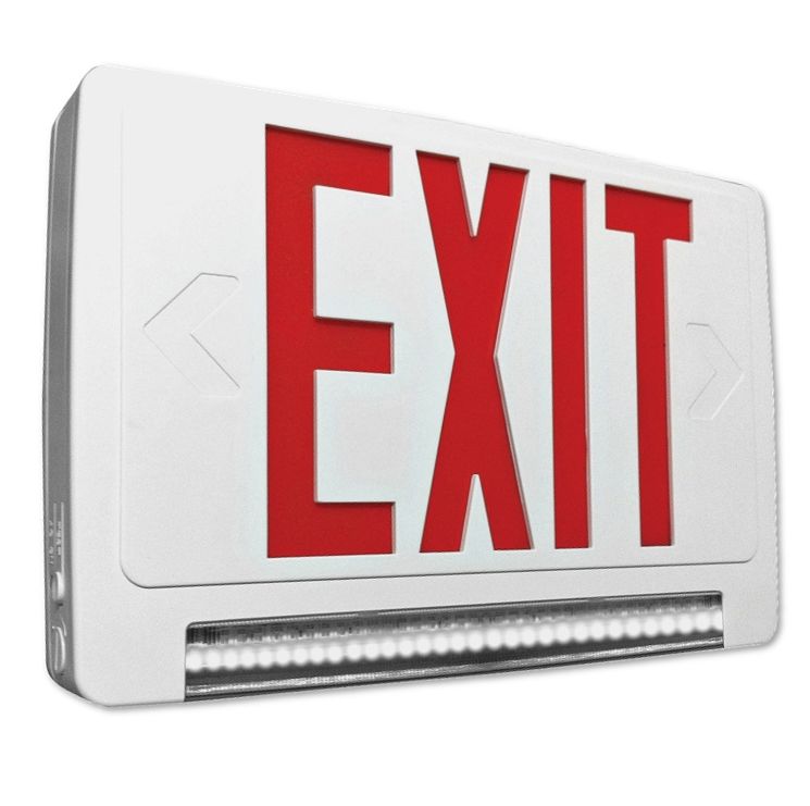 LightBar Exit & Emergency Combo, Red Legend, White Housing, Manual Test, Remote Capacity, Single/Double Face